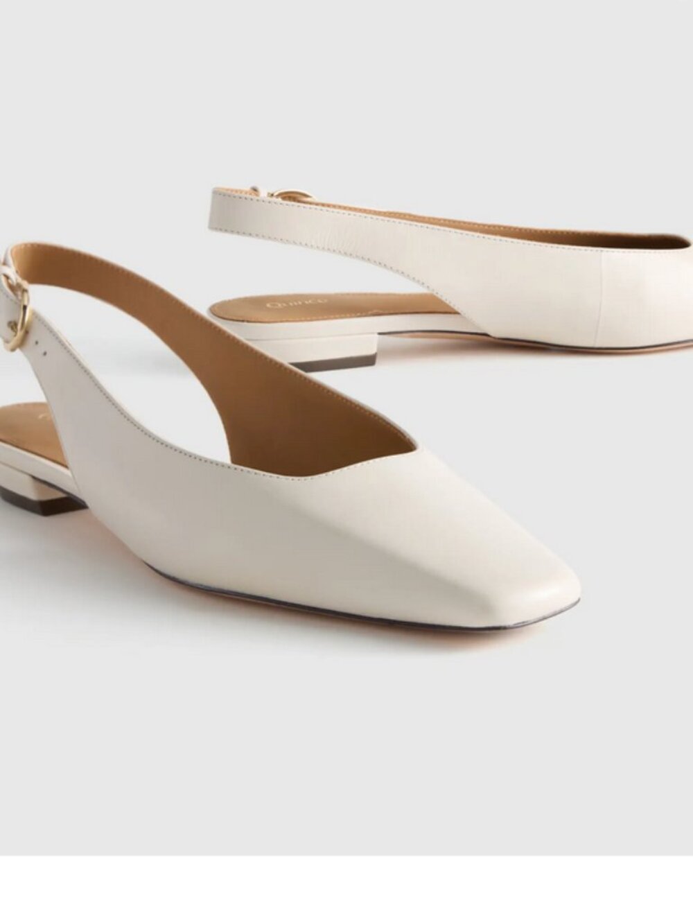 New! Quince Italian Leather Slingback Flat in Bone Size 8.5.